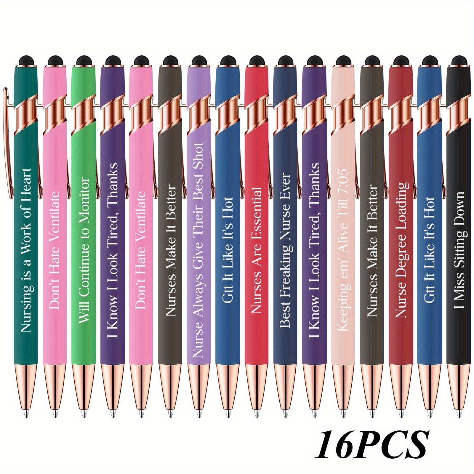 TEMU 16pcs Funny Nurse Pens Ballpoint Pen For Nurses Christmas Gifts, Black Ink Women Men Medical Paraprofessional Admin Day Gift School Office