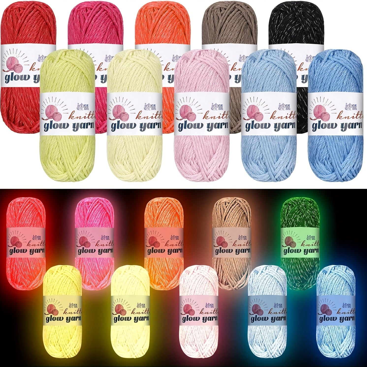 TEMU 10 Rolls Glow In The Dark Yarn Luminous Crochet Yarn For Crocheting Diy Knitting Glow Fingering Sewing Supplies For Arts Crafts Sewing Party