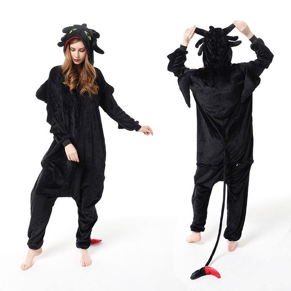 Adult Cartoon Toothless Pamas, Halloween Cosplay Party Costume Sleepwear Pyjamas