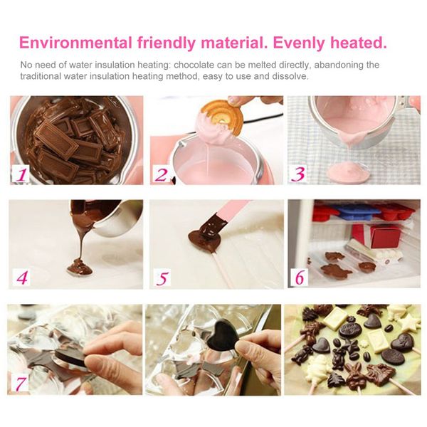 220V Candy Electric Delting Pot-Chocolate Fountain Diy Kitchen Tool com molde em forma de coração para fabricação de sabão