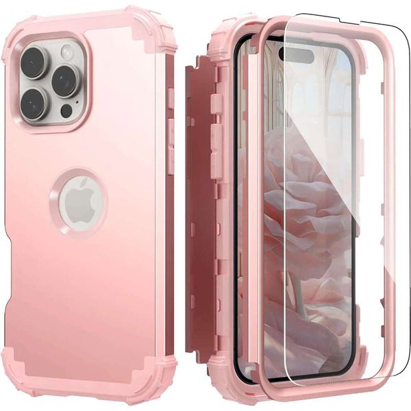 Max 3 6 Pro Case with Screen Protector for Women, 3 in 1 Shockproof Slim Fit Hybrid Heavy Duty Hard PC Cover Soft Silicone Bumper Full Body