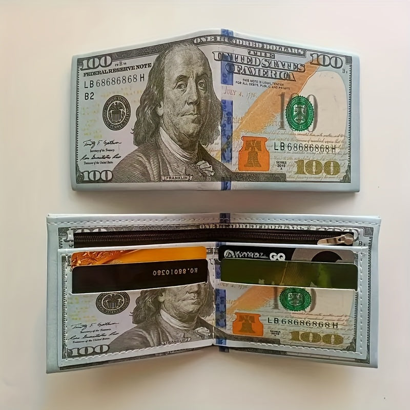 TEMU 1pc Retro Dollar Style Ultra-thin Wallet! Credit Card Storage + Zipper Coin Purse Design, Fashionable, Portable And Super Practical, Business