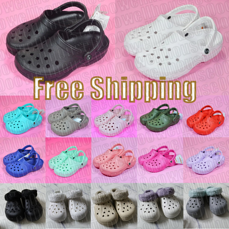 free shipping designer sandals men women slippers black white bone grey blue clogs winter warm shoes