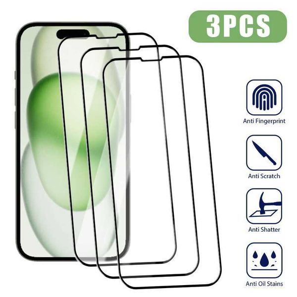 3PCS Tempered Glass for iPhone 15 14 13 12 11 16 Pro Max Mini Screen Protector for iPhone X XS Max XR 7 8 14 15 Plus SE 2020 M250120