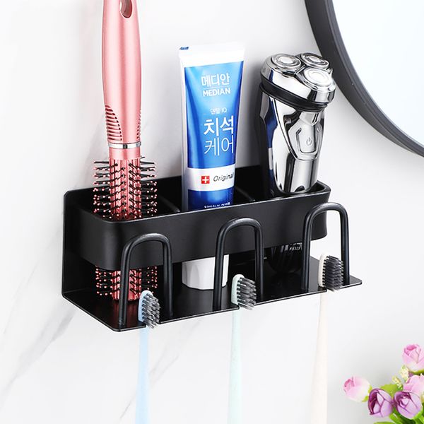 Toothbrush Holders Wall Mounted Holder Aluminium Alloy Toothpaste Rack Bathroom Household Space Saving Accessories dgghr 230308