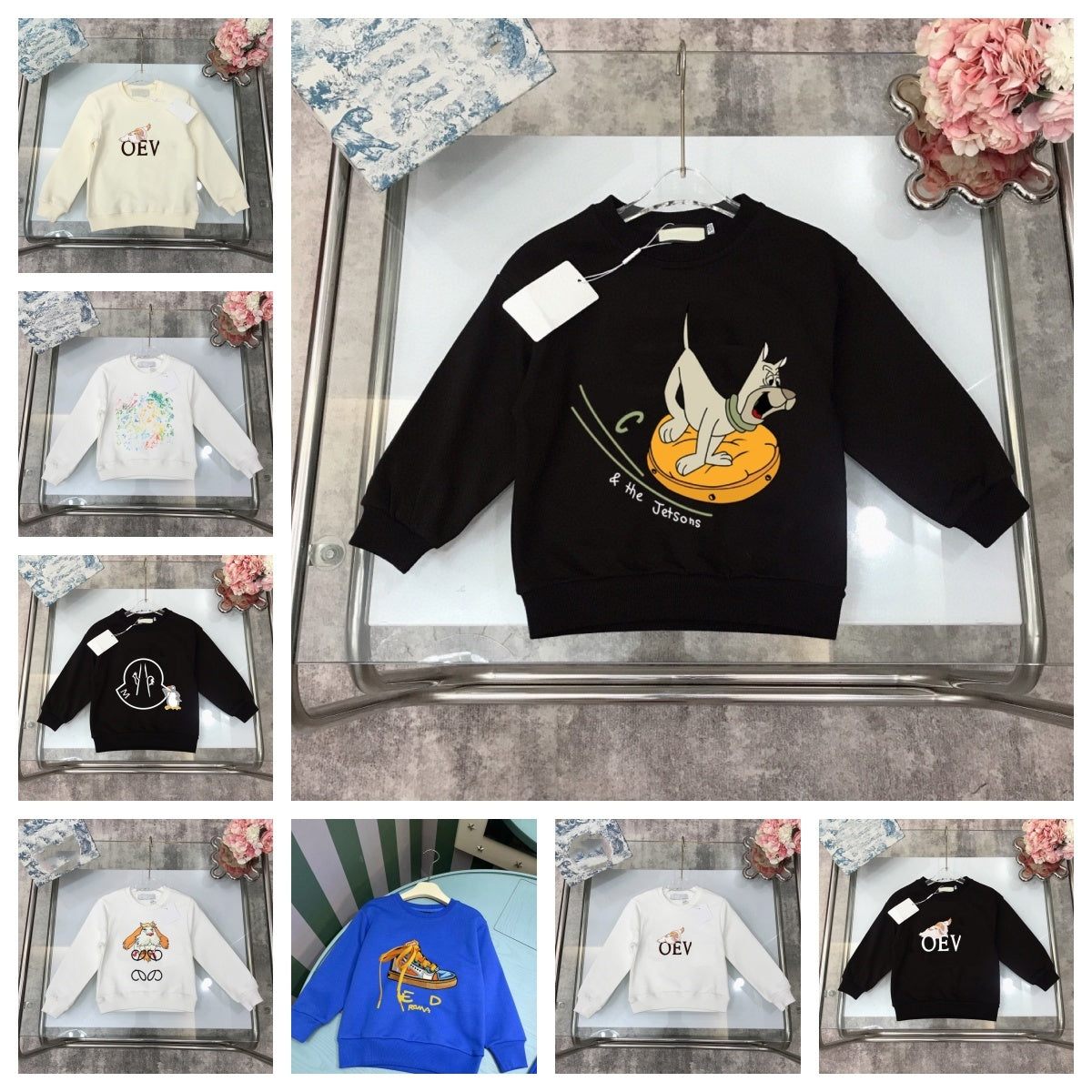 Baby designer clothes children&#039;s round neck pullover style letter CC designer classic printed hoodie autumn boys and girls outdoor casual long