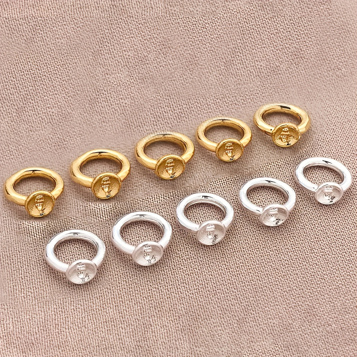 TEMU 10pcs 18k Golden Plated Double Hole Closure Jump Rings, Jewelry Clasp Connectors For Bracelets, Necklaces, And Accessories, Beading Threads For