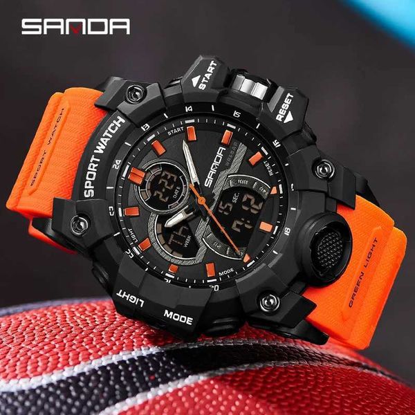 SANDA Men Military Watch Digital 50m Waterproof Wristwatch LED Quartz Clock Sport Watch Male Big Watches Men Relogios Masculino Z250207
