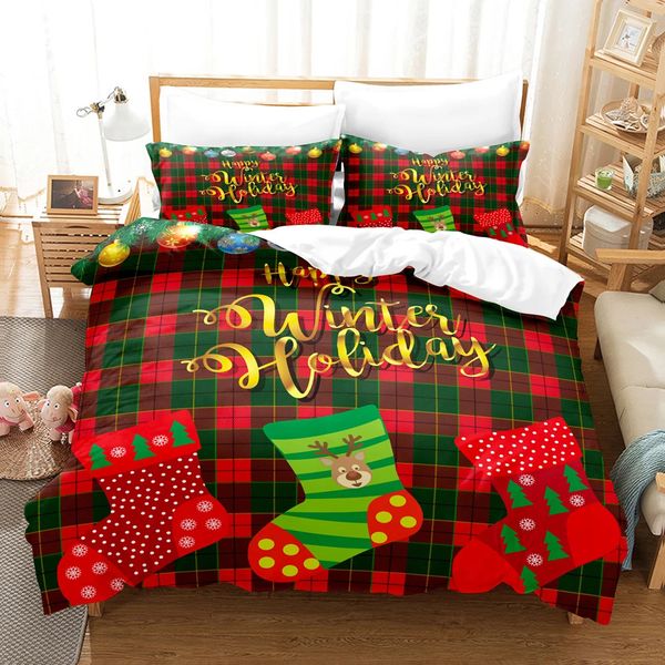 Christmas Snow Bedding Set 3d Duvet Cover Sets Comforter Bed en Decor Twin Queen King Single Size Cartoon Gift Deer 241028