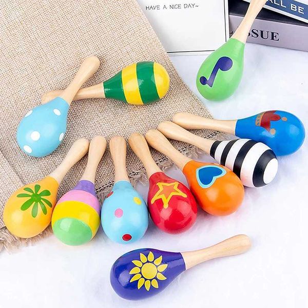 1PC Baby Sand Hammer Early Education Music Development Instrument Puzzle Games For Children 1 2 3 Years Montessori Wooden Toys Y240813