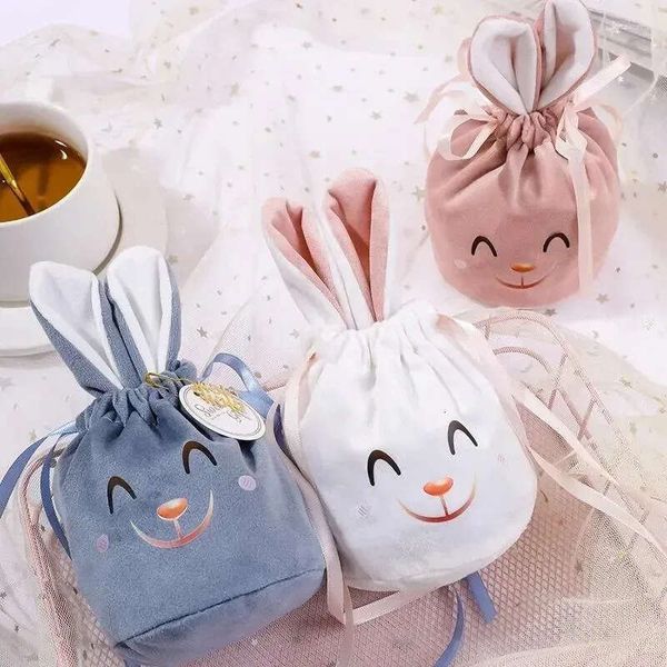 Wrap Easter Drawstring Gifts Gift Bags Cartoon Ears Veet Candy Bag Kids Packaging Happy Party Decor 0207 s
