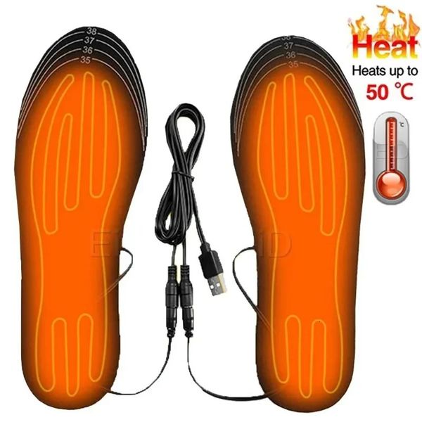 1 Pair Insoles Electric Heated Shoe Insoles Warm Socks Feet Heater USB Foot Winter Warmer Sports Camping Hiking Accessories 241010
