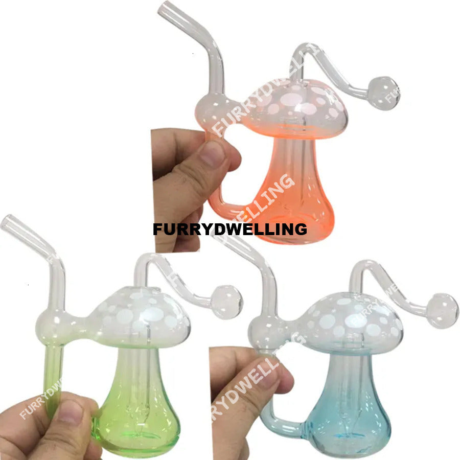 Mushroom Glass Oil Burner Bubbler Pipe Mini Bongs Glow In The Dark Percolator Water Pipes Hookah Dwe74 Bubblers Recycle Portable Hand Smoking Dab Ri