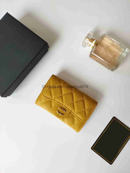 designer wallet womens Fashion card holders fold flap classic pattern caviar lambskin wholesale black woman small mini wallet with box ID qw