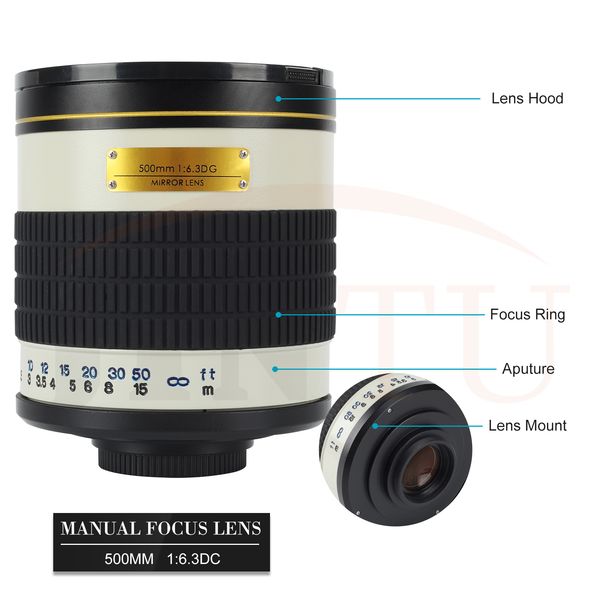 JINTU 500mm f-6.3 Mirror Super HD LENS for Pentax K Mount K7 K5 K3 K-R K-X K-5II Camera + T2 Adapter Mount + Bag