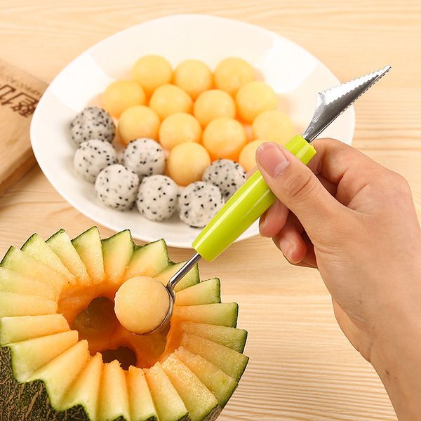 100pcs Multi Function Stainless Steel Fruit Carving Knife Ice Cream Baller Scoop Watermelon Spoon Double-End Kitchen Tool ToolsXY0817