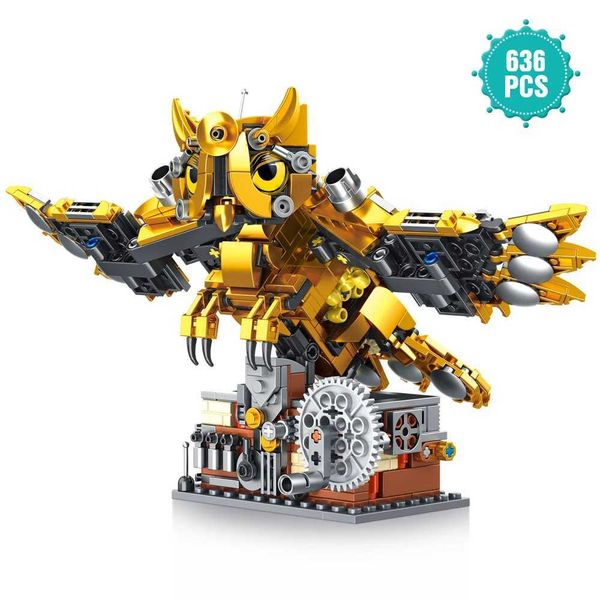 636PCS New Ideas Mechanical Owl Building Block Set Bird Animal Idea Rotatable Model Building Creativity Gifts for Kids Adults X241228