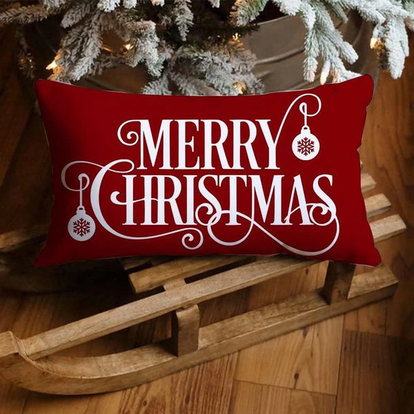 Christmas decoration linen pillowcase 30x50cm sofa throw rectangular home soft cushion cover 240903