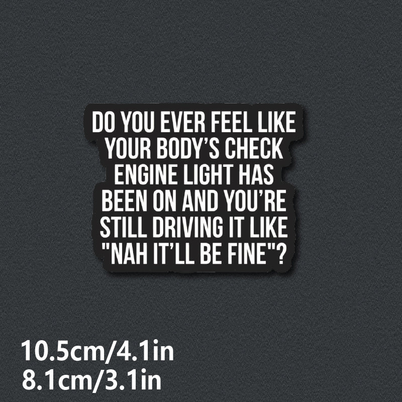 TEMU Funny Sarcastic Vinyl Sticker - "nah " Car Engine Humor Decal For Laptops, Water Bottles, Hard Hats - & White Auto Repair Quote Sticker, Car