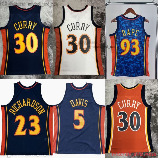 Classic Retro 2009-10 Printed Basketball 30 Stephen Curry 23 Jason Richardson #93 5 Baron Davis Jerseys Shirts