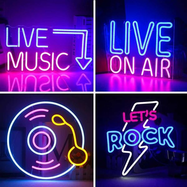 Live Music LED Neon Light Signs Party Bar Studio Atmosphere Light Glowing Signs Studio LED Light DJ Wall Decor Neon Night Lights M250118