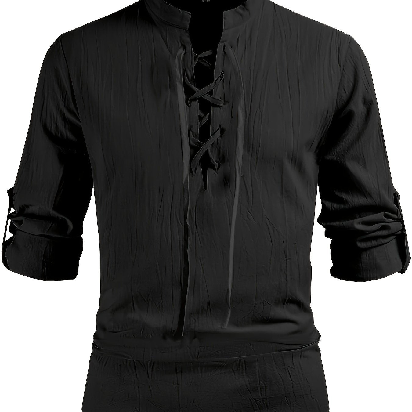 TEMU Men's Retro Style Lace Up Long Sleeve Shirts For Medieval, Pirate Renaissance , Hippie Matching