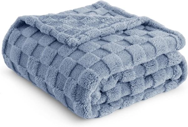 Bedsure Blue Fleece Blanket for Couch - Super Soft Cozy King Blankets for Women Cute Small Blanket for Girls Inches 250207