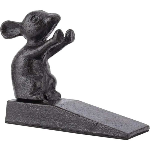 Earls Diamond Diamond Ferro pesado Ferro fundido Stop da porta do mouse B |Decorative Metal Door Stop Wedge Non Slip Pad para Home Officet25