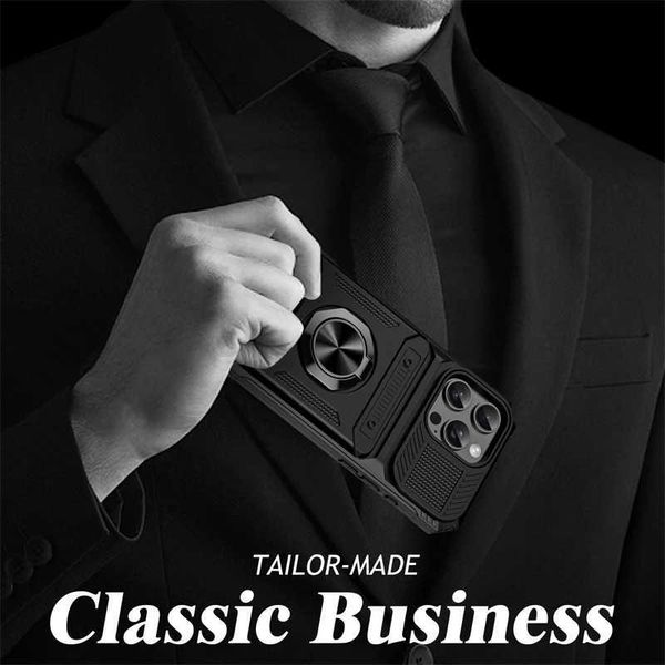 Designer Phone Case Anti vibration armor card holder slot shell for iPhone 16 Pro Max magnetic ring holder cover for iPhone 16 Pro Max Plus