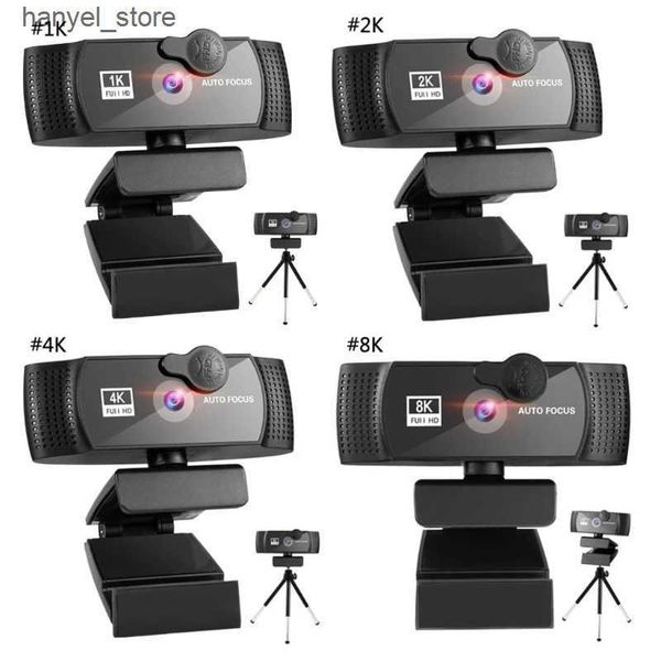Webcams 1K-2K-4K-8K network camera with tripod autofocus free network camera microphone privacy cover suitable for computer laptop video Rec