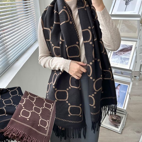 Fashion Womens Scarf Designer Scarves Wool Shawl Letter Reversible Design for Man Cashmere Warm 2 Color Geometric