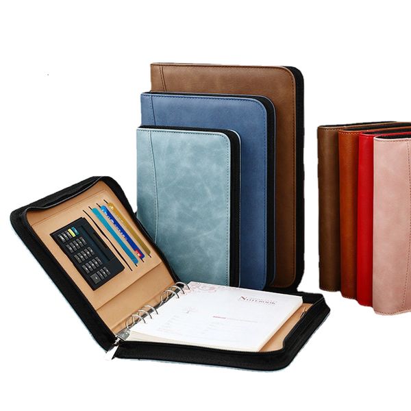 Notepads Padfolio Diary Binder Notebook and Journal with Calculator A6 A5 Notepad Office Agenda Planner Sketchbook Ring Zipper Note Book 230