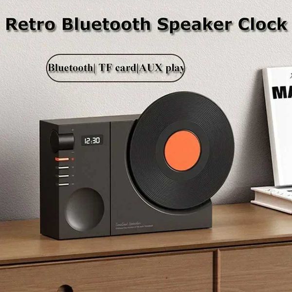 Loudspeaker box Mini Retro 5.3 with AUX Play Speaker Wireless Hifi Sound Soundbar Vintage MP3 Music Box Clock Display port TF Card Z241128