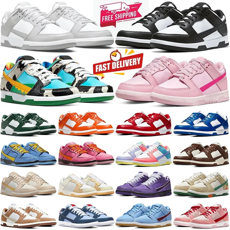 free shipping panda shoes designer pandasneakers black white womens mens trainers university sbs blue brown DUnCKS unc gai triple pink sbeakers casu