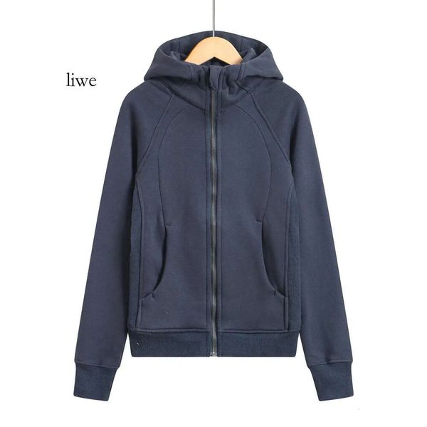 Mens Lululeamon Autumn And Winter Yoga Hoodie Scuba Womens Plus Velvet Thickening Jackets Sports Half Zipper Terry Designer Sweater Chothing