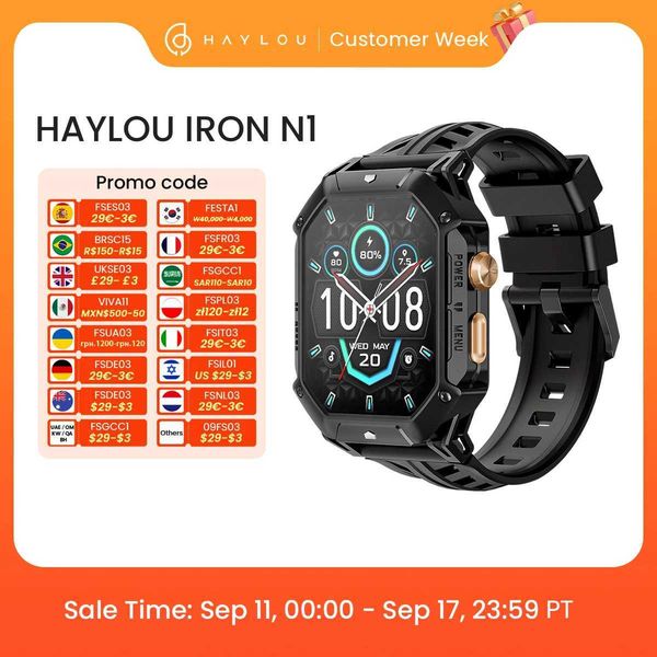 Smart Watches HAYLOU IRON N1 smartwatch 213inch AMOLED display 5ATM waterproof Bluetooth call sports smartwatch suitable for outdoor use wit