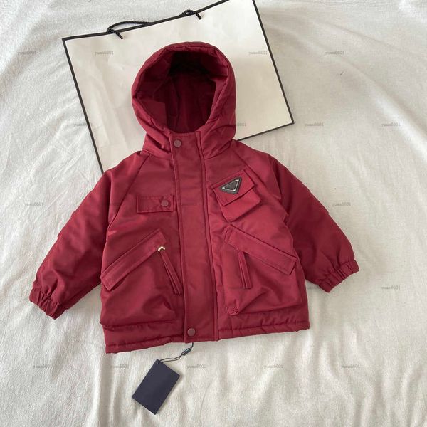 Popular cotton kids coat logo printing baby Jackets Simple solid color kids designer clothes Lining pile boys girl Outwear