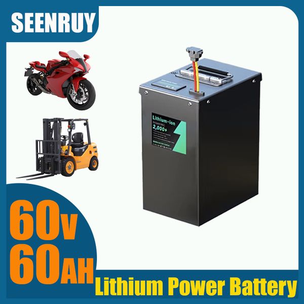 60V 60AH lithium battery with BMS 50A 100A 150A free charger for Motorcycle Forklift RV Food Truck Golf Cart Van Wheelchair