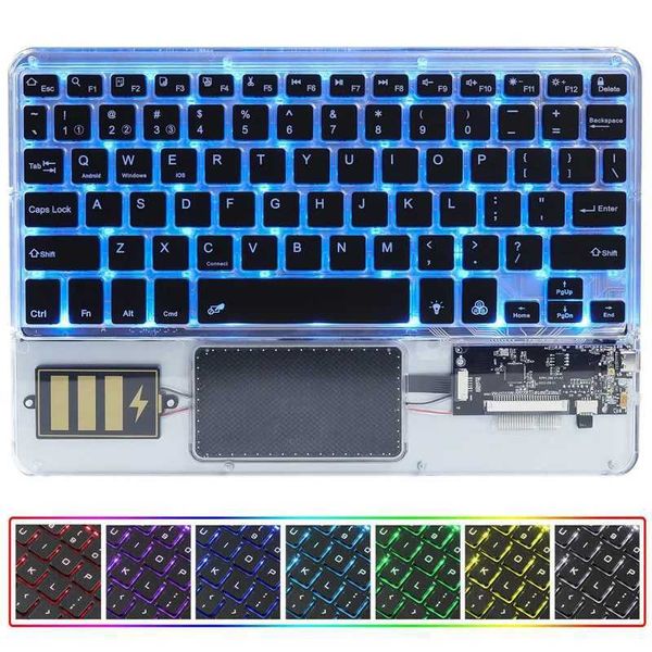 Keyboards Wireless Backlight Keyboard with Touchpad Rechargeable Acrylic Transparent Bluetooth-compatible Keyboard for iPhone iPad Tablet z2