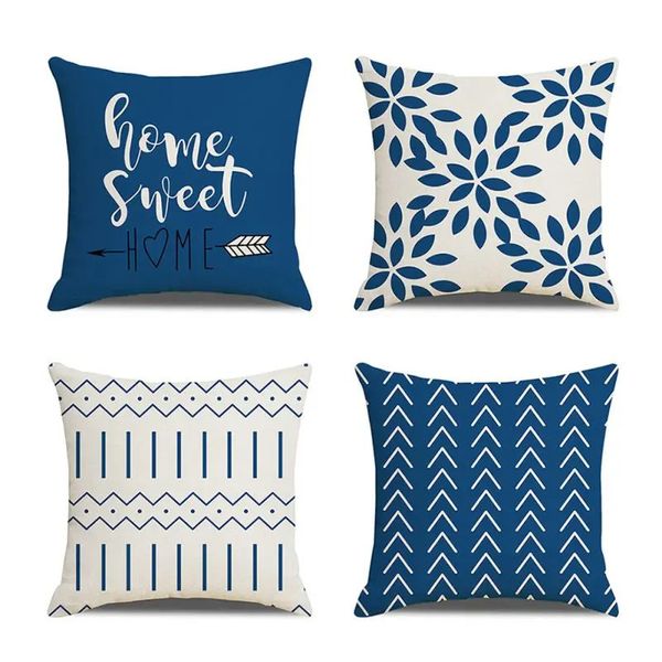 4PCS Throw Pillow Case Covers 18x18Inch Decorative Soft Navy Blue Pillow Casecases for Couch Sofa Bed Home Boho Decor Accent 241029