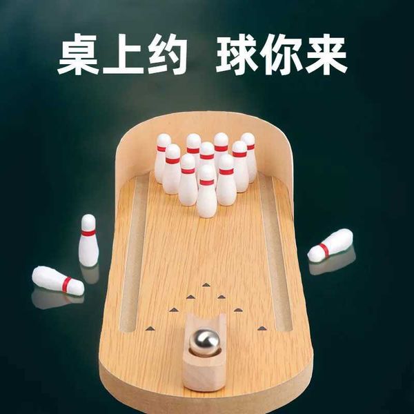 Wooden Childrens Board Game Parent Child Interactive Ball Leisure Mini Version Desktop Bowling Puzzle Stress Relief Toy W241204