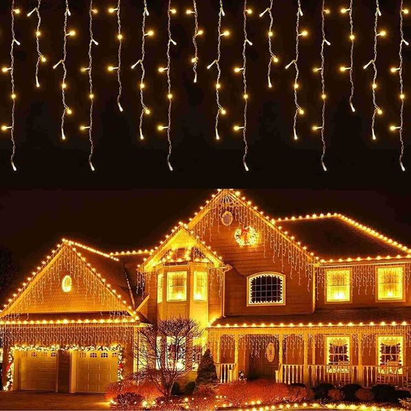 Christmas Decorations Christmas Icicle Light Outdoor Decoration LED Curtains Garland Droop 0.3-0.4m Street Garland on the House New Year 202