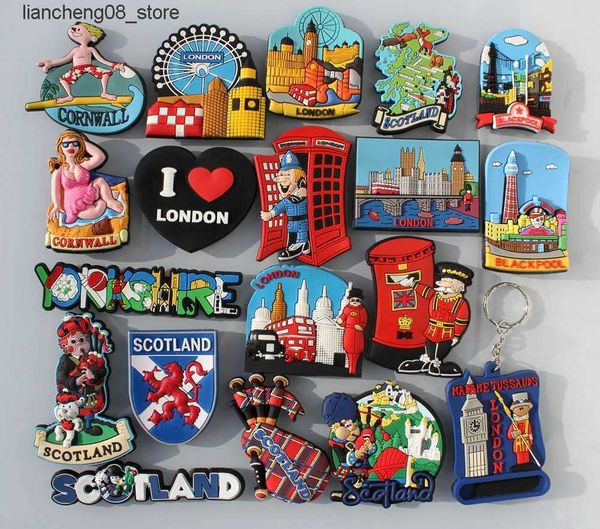 Fridge Magnets London Scotland UK Soft Adhesive Refrigerator Sticker Gift Travel Collection SouvenirL240910