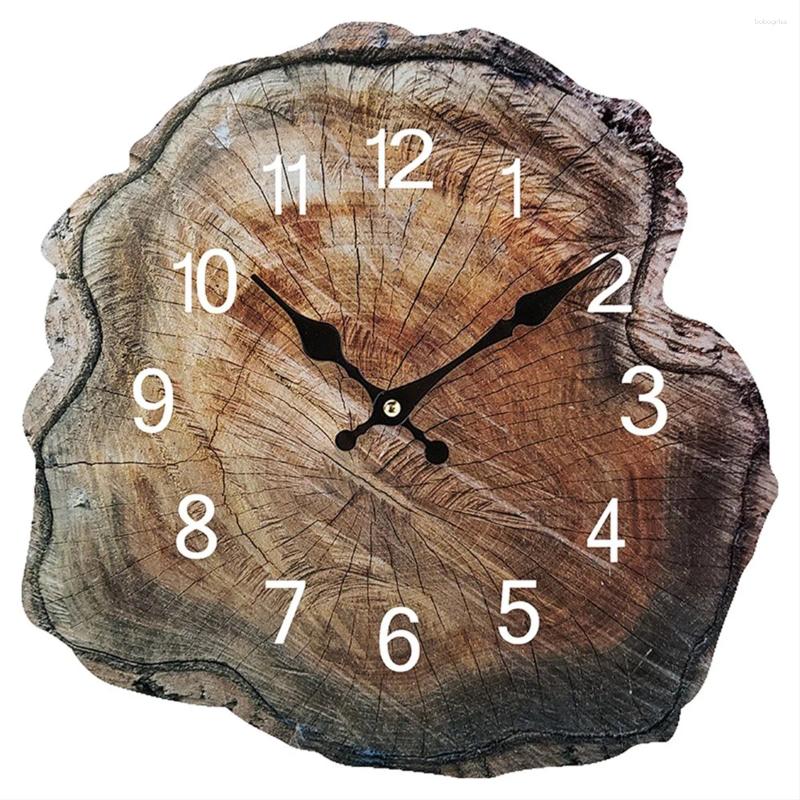 Lanjia Wall Clocks Inch Simulation Annual Ring Wooden Clock Old Wood Grain Silent Watch Living Room Home Office Decorations Df B