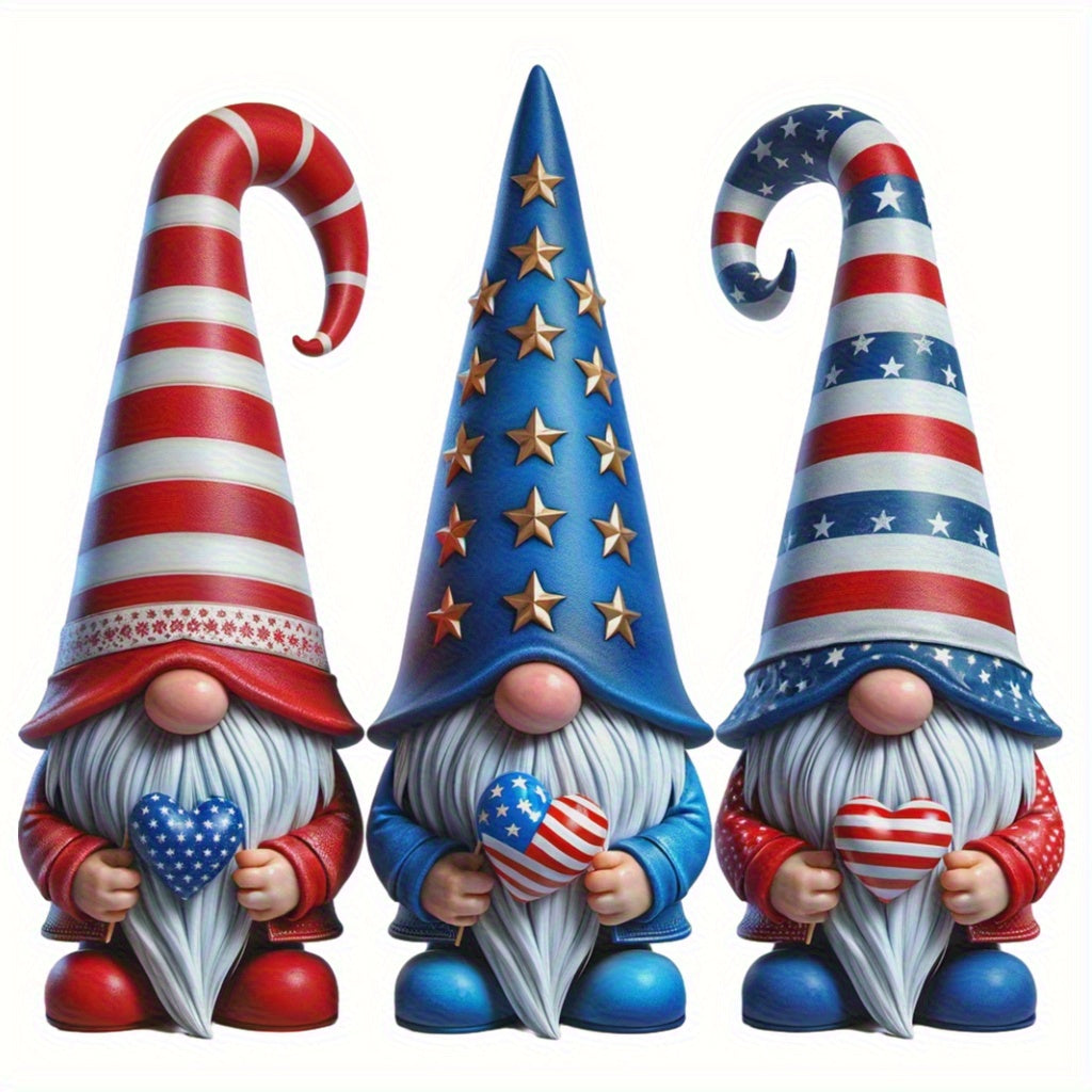 TEMU -pc Flag & Gnome Wall Stickers - Vinyl Decals With Smiling Gnomes, Stars & Stripes For Party Decor, Room, - Easy (-friendly)