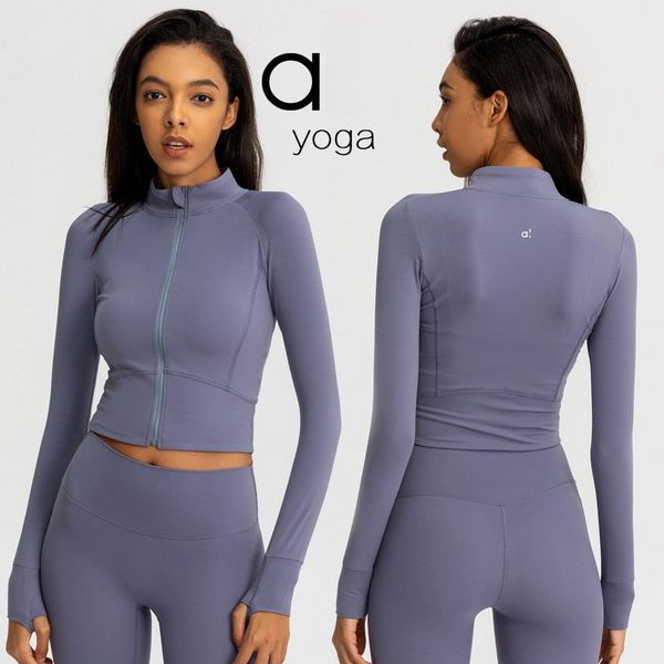 A1200 Yoga Women defines Workout Sport Coat Fiess Jacket Sports Quick Dry Activewear Top Solid Zip Up Sweatshirt Sportwear Set