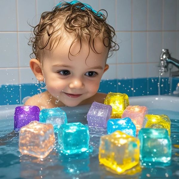 612PCS Baby Bath Bathtub LED Light Up Toys Colorful Waterproof Glowing for Boys Girls Infant Birthday Xmas Gift 250113
