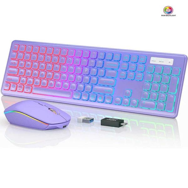 Wireless Keyboard and Mouse Combo Backlit Rechargeable Full-Size Illuminated Wireless Keyboard and Mouse Set 2.4Ghz Keyboard X250203