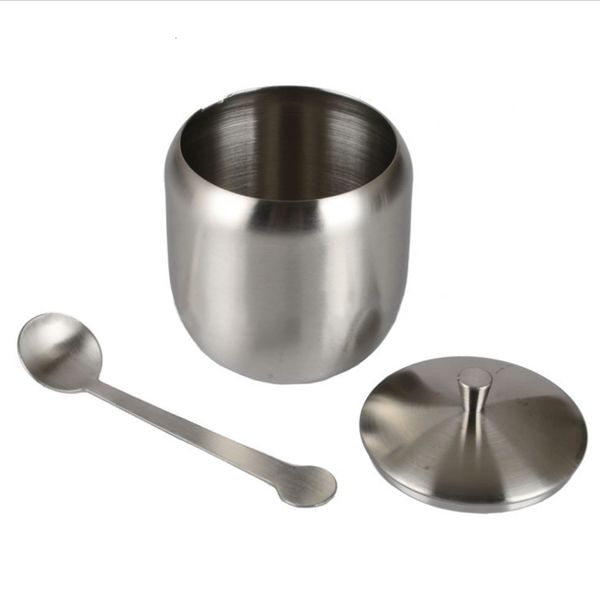 Food Savers Storage ContainersSugar Bowl Salt Household Durable Stainless Steel Seasoning Jar With Lid Spoon Kitchen Small Coffee 221202