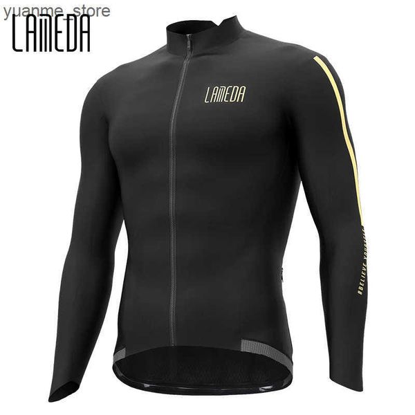 Cycling Jackets LAMEDA Winter Cycling Jacket for Men Windproof Fleece Mens Bike Jacket Cycling Clothing Bicycle Coat Jackets with Pockets J2